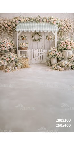 Tło fotograficzne „Romantyczny kwiatowy stragan w pastelach” | E878